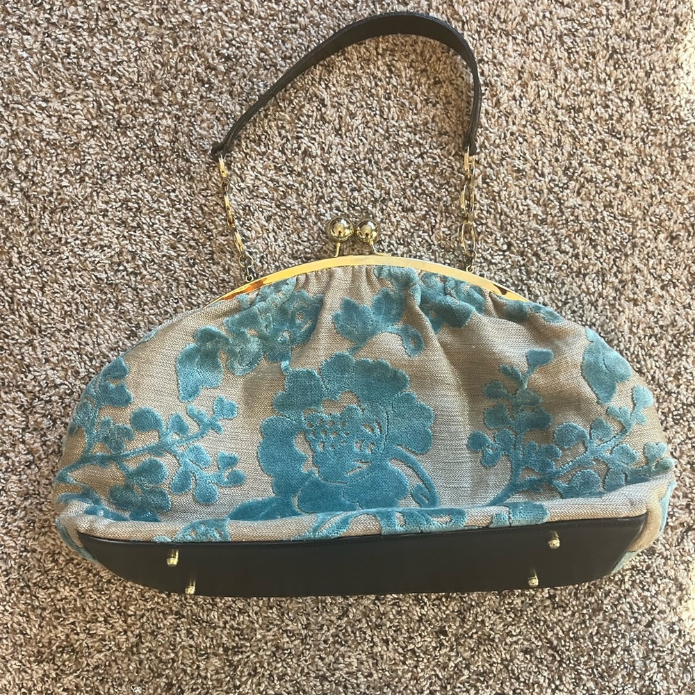 Glenda Gies Elegant Floral Blue and Gray Women's Bag
